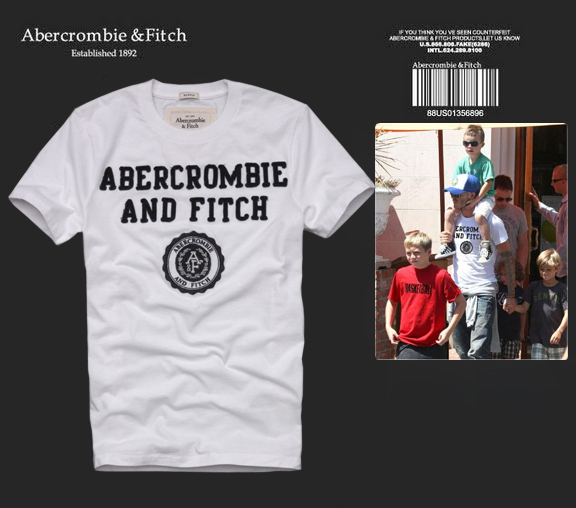 Abercrombie Fitch Hombres De Cuello Redondo Con Gente Fotos Corto Remera AF5665